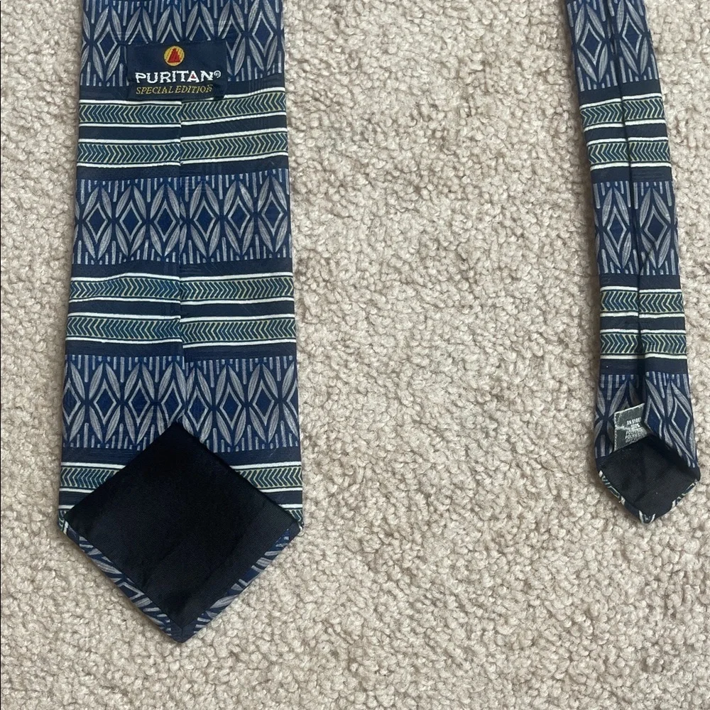 Puritan Blue and Green Patterned Men's Tie